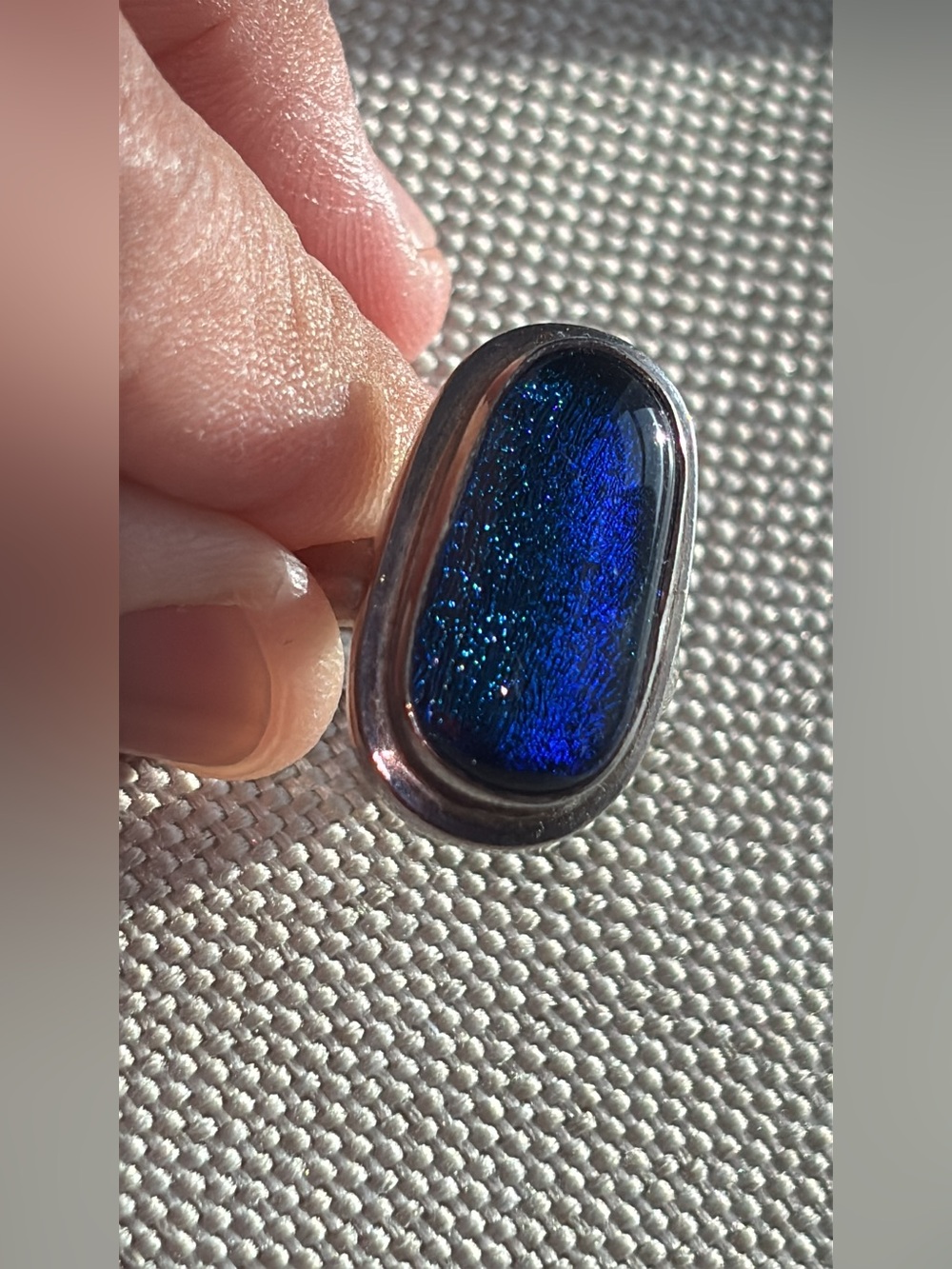 Sterling Silver Glass Ring